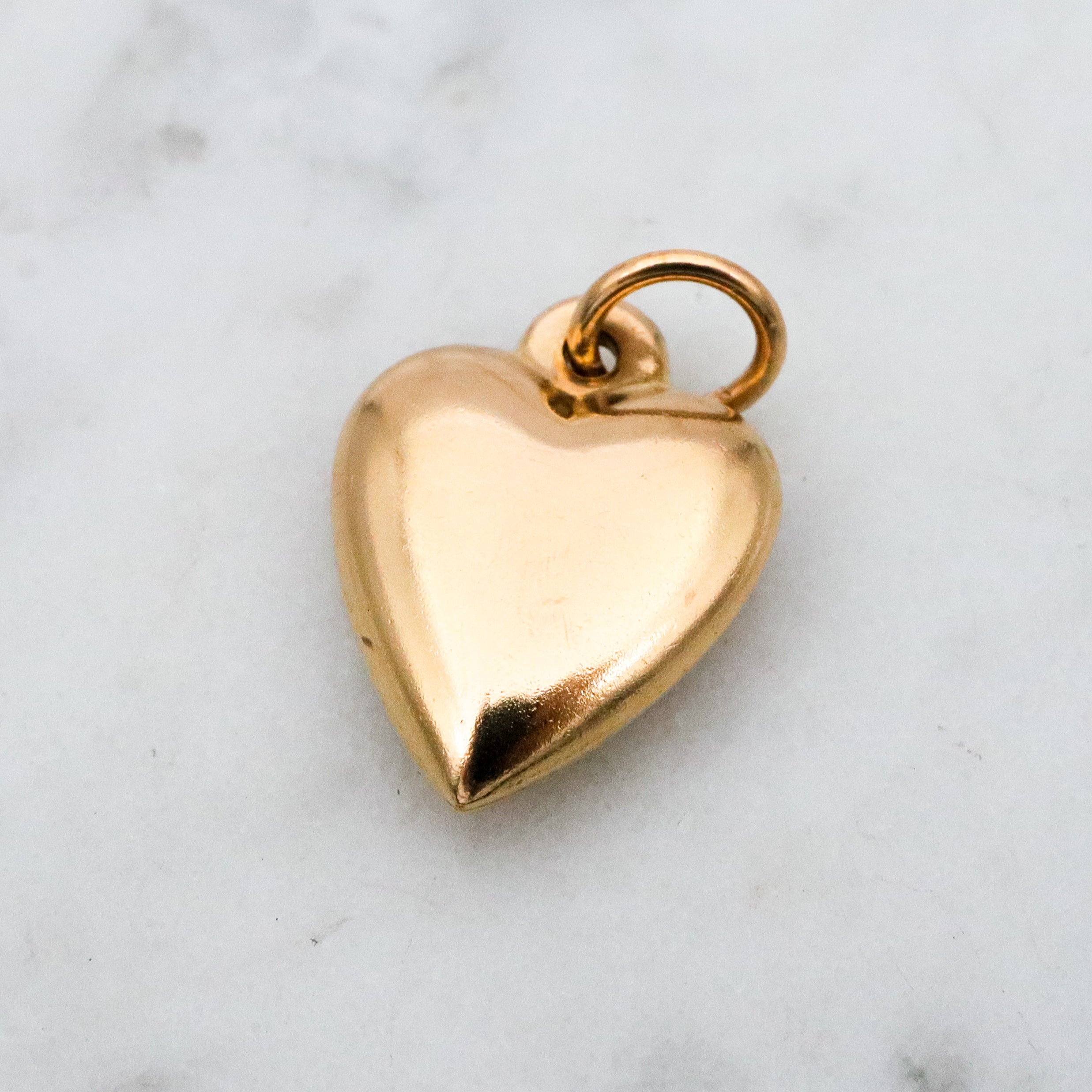 vintage 14k gold puffy heart charm pendant